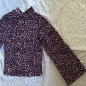 Alix Of Bohemia Textured Ruched Purple bell sleeves top